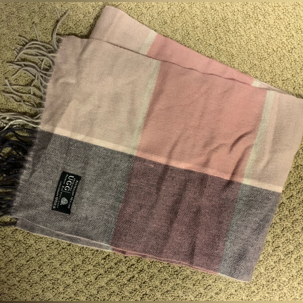 Pink multi color ugg scarf